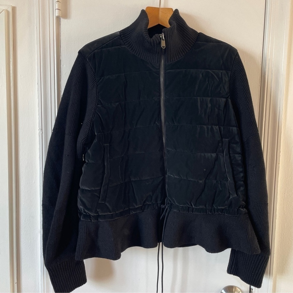 Athleta Hanover Hybrid Black Peplum Primaloft Zip-up Quilted Puffer Jacket 1X - Picture 3 of 12